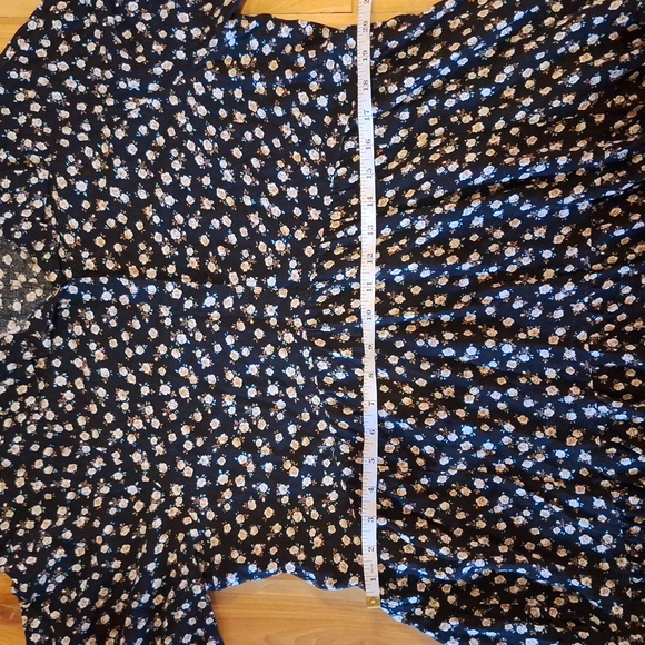 Natural Life Rebecca Midi Dress Black Cream Roses Floral Print Size Large Modest - Picture 11 of 13